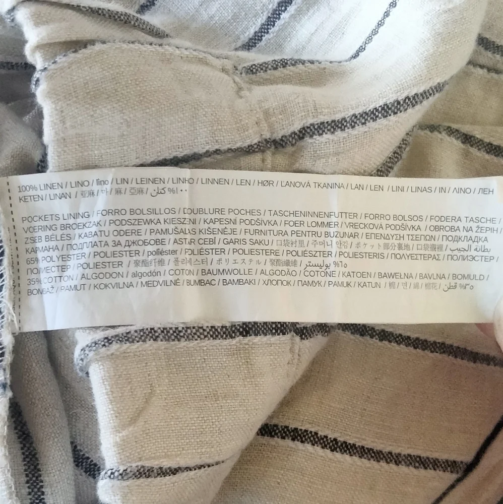 Mango Size Small 100% Linen Striped Beachy Pants